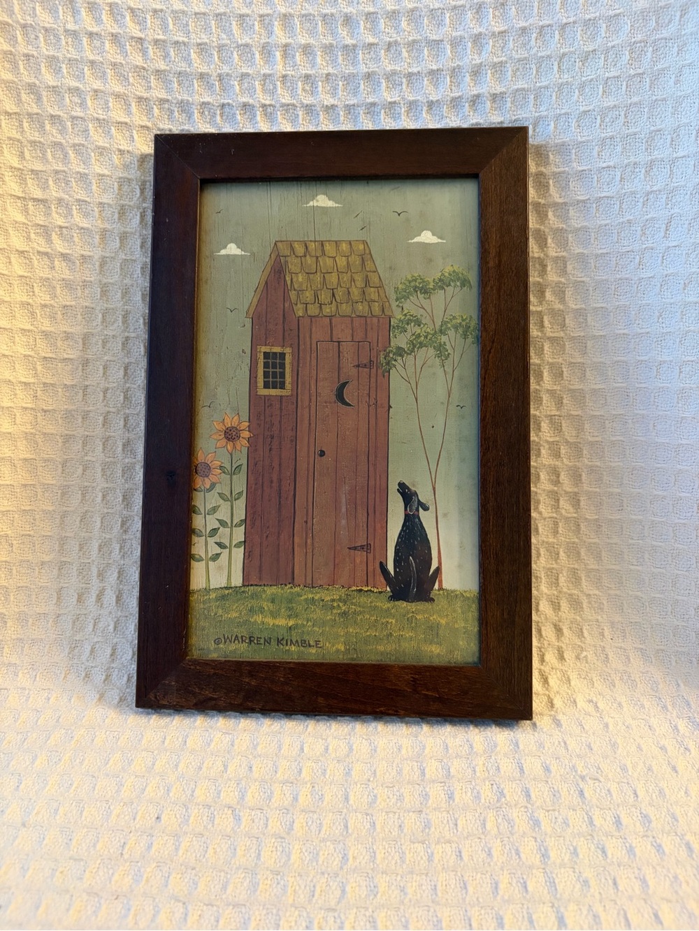 Warren Kimble Framed Outhouse With Dog Rustic Print Wall Art
